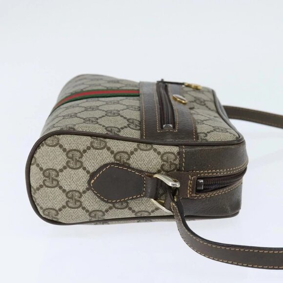 GUCCI GG Supreme Web Sherry Line Shoulder Bag PVC Beige Gold 010 378 Auth 147769 - Picture 5 of 16